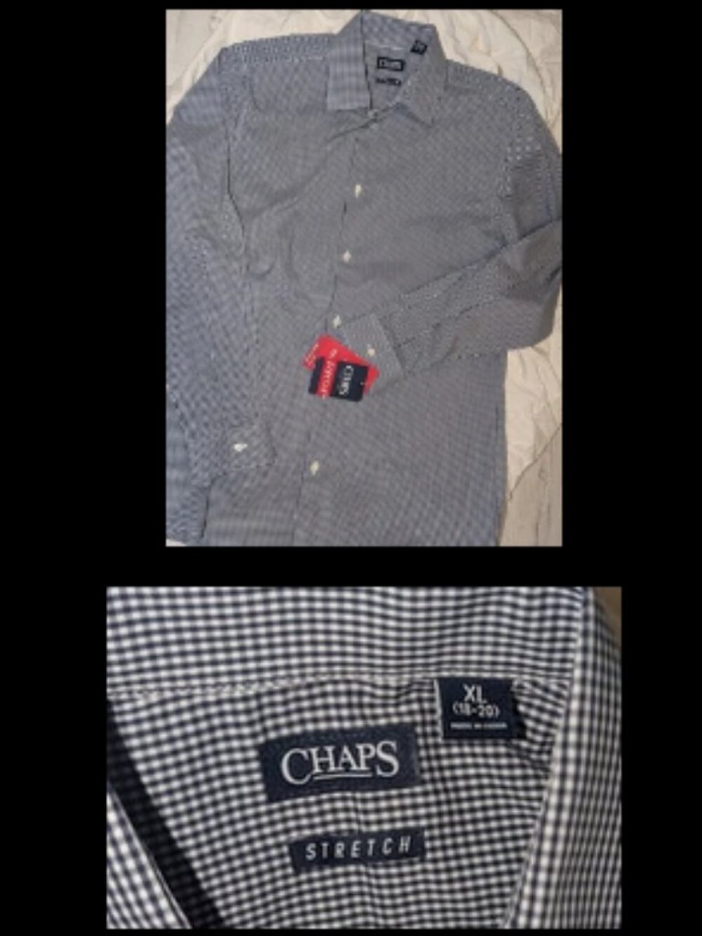 NWT Chaps Stretch Newport Plaid Checks Button Front Shirt Boys XL 18-20